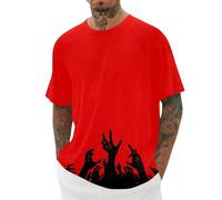 Halloween Costumes Crop Top Workout Shirts for Men Fashion Short Sleeved T Shirts Oversized Tops Men Retro Vintage Graphic Tee Tops Red