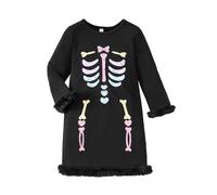 Halloween Costumes For Girls Childs Frightening Creepy Dress Witch Costume Pumpkin Bat Print Girl Fancy Movie Character Age 5-10 Years