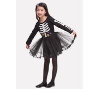 Halloween Costumes For Kids Black Polyester Headwear Skeleton Dress