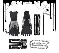 Halloween Costumes for Kids,Hooded Cloak Set Halloween Outfit - Creepy Outfit Cosplay Accessories for Role-play Performance Vampire Zombie Masquerade Carnival