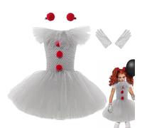 Halloween Costumes For Kids penny wise Costume Kids, Comfortable Clown Cosplay Dress For Children, Including Gloves, Red Hairpins Cosplay Clown Role Play Costume Children's Mesh Princess Dress Set