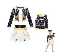 Halloween Costumes For Kids Pop Singer Embroidery Coat Top Shorts Costume Dance Stage Outfit Set,A-5-6