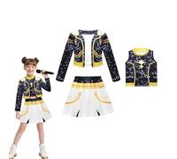 Halloween Costumes For Kids Pop Singer Embroidery Coat Top Shorts Costume Dance Stage Outfit Set,A-5-6