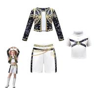 Halloween Costumes For Kids Pop Singer Embroidery Coat Top Shorts Costume Dance Stage Outfit Set,B-9-10