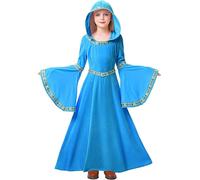 Halloween Costumes for Kids Victorian Girls Medieval Costume Vampire Witch Dress up Carnival Cosplay Halloween Themed Party Fancy Dresses Girls 9-10 Blue