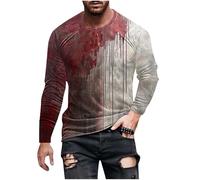 Halloween Costumes for Men - Bloody Shirt Mens Long Sleeve Halloween Shirts Funny Horror Pullover Tee Tops Graphic Shirts Autumn Fall Blouses Tunic Tops