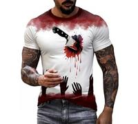 Halloween Costumes for Men Oversized T Shirt Mens Shirts Tshirt Bloodstained T-Shirt Costume Problem Solved T-Shirts Man's Bloody Horror Tshirts Clothes Men's Blood Gym Pumpkin Short Sleeve