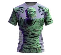 Halloween Costumes for Men T Shirt 80s Fancy Dress Mens Oversized T-Shirts Women Holiday Costume Tees Ugly Graphic Skull Tshirts Tshirt Skeleton Pumpkin T-Shirt a-Purple 3XL