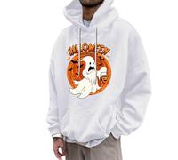 Halloween Costumes for Mens 3D Print Fleece Hooded Spooky Horror Knit Drawstring Hoodies Trendy Autumn Jumpers Cozy Sweater Loungewear Festive Celebration Top White