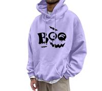 Halloween Costumes for Mens 3D Print Fleece Hooded Spooky Horror Knit Lightweight Sweatshirt Casual Stylish Pullover Cozy Sweater Loungewear Autumn Winter Clothing Purple