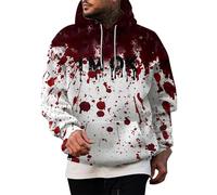 Halloween Costumes for Mens Bat Print Long Sleeve Spooky Horror Knit Lightweight Sweatshirt Unique Outdoor Hooded Cozy Sweater Loungewear Autumn Winter Clothing Hot Pink