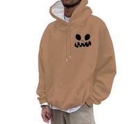 Halloween Costumes for Mens Blood Print Hooded Retro Contrast Hoodie Lightweight Sweatshirt Classic Basic Tee Cozy Sweater Loungewear Autumn Winter Clothing Khaki