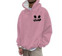 Halloween Costumes for Mens Blood Print Hooded Retro Contrast Hoodie Lightweight Sweatshirt Classic Basic Tee Cozy Sweater Loungewear Autumn Winter Clothing Pink