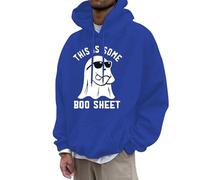 Halloween Costumes for Mens Pumpkin Head Hooded Patchwork Stitched Knit Button Drawstring Skull Casual Stylish Pullover Cozy Sweater Loungewear Festive Celebration Top