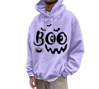 Halloween Costumes for Mens Skeleton Pullover Sweatshirt Spooky Horror Knit Drawstring Hoodies Classic Basic Tee Cozy Sweater Loungewear Festive Celebration Top Purple