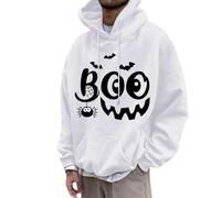 Halloween Costumes for Mens Skeleton Pullover Sweatshirt Spooky Horror Knit Drawstring Hoodies Classic Basic Tee Cozy Sweater Loungewear Festive Celebration Top White