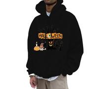 Halloween Costumes for Mens Skeleton Pullover Sweatshirt Spooky Horror Knit With Pocket Design Unique Outdoor Hooded Cozy Sweater Loungewear Fall Winter Seasonal Black