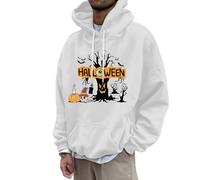 Halloween Costumes for Mens Skeleton Pullover Sweatshirt Spooky Horror Knit With Pocket Design Unique Outdoor Hooded Cozy Sweater Loungewear Fall Winter Seasonal White