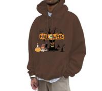 Halloween Costumes for Mens Skeleton Pullover Sweatshirt Spooky Horror Knit With Pocket Design Unique Outdoor Hooded Cozy Sweater Loungewear Fall Winter Seasonal Coffee