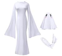 Halloween Costumes for Women Adult, Full Body Ghost Costume with Headgear & Straps Ghost Decor for Cosplay Halloween Party Holiday, Medium Face Costume Costumes for Women Adult