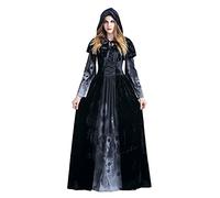 Halloween Costumes For Women Adults Medieval Renaissance Classic Forgotten Souls Print Dress Cospaly Gothic Vintage Bellatrix Lestrange Costume Corpse Bride Costume Witch Costume With Hood Shawl Cape