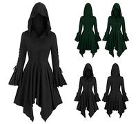 Halloween Costumes for Women, Cold Shoulder Strap Gothic Dresses Lace Up Corset Elegant Vintage A-Line Swing Dress Ladies Vintage Steampunk Plus Size Gothic Dresses Victorian Event Black