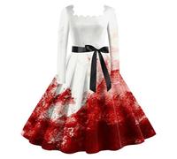 Halloween Costumes for Women Girls, Retro Party Dress Zombie Scary Nurse Bloodstained Outfit Halloween Costume Wicked Witch Costume Adult Women Rockabilly Party Dress |