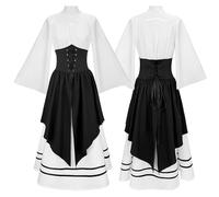 Halloween Costumes For Women Gothic Corset Two Piece Dress Elegant Cosplay Costume Women Cape Lace Details Cloak Gothic Events