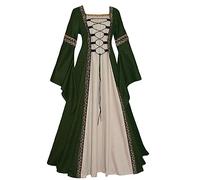 Halloween Costumes for Women, Halloween Outfit Vampire Costumes for Women with Trumpet Sleeves Tied Waist Dress Fairy Gothic Gown Irish Dress Occasion Dresses UK Red