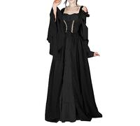 Halloween Costumes for Women Hooded Witch Costumes Regency Dresses Elastic Waist Long Sleeve Victorian Dress Ladies Vintage Steampunk Rockabilly Goth 80s Dresses for Carnival Halloween Party