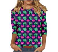 Halloween Costumes for Women,Ladies 3/4 Sleeve Halloween Shirts Funny Fresh Pumpkin Cat Pullover Tops Cute Crew Neck Long Sleeve Graphic Shirts Autumn Fall Blouses Tunic Tops