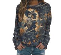 Halloween Costumes for Women,Ladies Halloween Shirts Funny Fresh Pumpkin Cat Pullover Tops Cute Crew Neck Long Sleeve Graphic Shirts Autumn Fall Blouses Tunic Tops