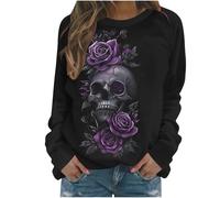 Halloween Costumes for Women,Ladies Halloween Shirts Funny Fresh Pumpkin Cat Pullover Tops Cute Crew Neck Long Sleeve Graphic Shirts Autumn Fall Blouses Tunic Tops