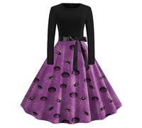 Halloween Costumes for Women Ladies Skeleton Costume Womens Fancy Dress Witches Dresses Plus Size UK Adult 50s Women's Retro Witch Red Petite Outfit Purple-2 L