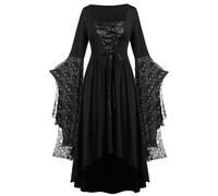 Halloween Costumes for Women Victorian Witch Gothic Lace Dresses Plus Size Medieval Costume Ladies Evening Party Prom Cocktail Swing Glad Rags Vintage Elegant A-Line Dress Maid Steampunk Clothes