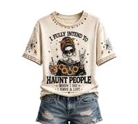 Halloween Costumes for Women Vintage Witch Printed V Neck Tshirt | Halloween Costume Women Plus Size Casual Broom Print Tshirt Witchy Vneck Short Sleeve Tee Scary Holiday Festival Top