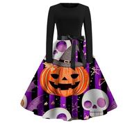 Halloween Costumes for Women Women's Petite Dresses UK Black Skater Dress Witch Skeleton Jumpsuit Costume Adult Woman Plus Size Clothes Pumpkin 2025 Retro Adults Purple-D M