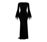 Halloween Costumes Gothic Halloween Velvet Feel Fitted Evening Gown With Slit And Floor Length For Cosplay