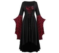 Halloween Costumes Halloween Dress for Women Victorian Witch Gothic Plus Size Dresses Medieval Costume Ladies Lace Up Dresses Evening Party Prom Cocktail Swing Vintage Elegant A-Line Dress for Women