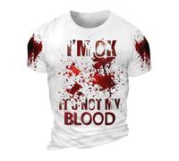 Halloween Costumes Men's T-Shirt Problem Solved Shirts I'm Fine T-Shir Tops Shirt Men's Shirt Bloodstain Print Casual Top White
