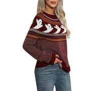 Halloween Costumes Plus Size Women's Jumpers Round Neck Ghost Jacquard Personality Thickened Loose Jumper For Woman UK Fall Winter Holiday Theme Party Travel Sweaters Long Sleeve Tops Sweater Pullover