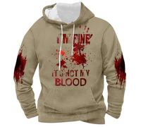 Halloween Costumes Problem Solved Hoodie Skeleton 3D Digital Print Hooded I'm Fine Bloody Hoodies Men And Women Jacket Oversized Sweatshirt Punk Streetwear Festival (H-Light Pink, XXL)