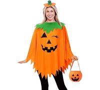 Halloween Costumes, Pumpkin Costume Adult, Halloween Outfit for Women, Complete Set with Hat, Headpiece and Bag, Festive Party Wear for Cosplay
