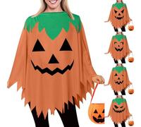 Halloween Costumes, Pumpkin Costume Adult, Halloween Outfit for Women, Complete Set with Hat, Headpiece and Bag, Festive Party Wear for Cosplay