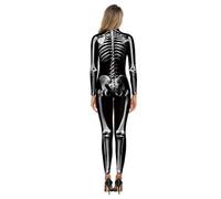 Halloween Costumes Skeleton Print Zip Back Tight Fit Jumpsuit Full Coverage Stretch Texture Spooky Theme Role Play Ready Family Matching Suit