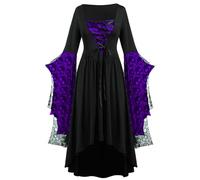 Halloween Costumes Victorian Witch Gothic Plus Size Dresses Medieval Costume Ladies Evening Party Prom Cocktail Swing Glad Rags Vintage Elegant A-line Dress for Womens Halloween Costume Adult