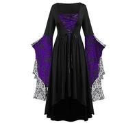 Halloween Costumes Victorian Witch Gothic Plus Size Dresses Medieval Costume Ladies Evening Party Prom Cocktail Swing Glad Rags Vintage Elegant A-line Dress for Womens Halloween Costume Adult Black