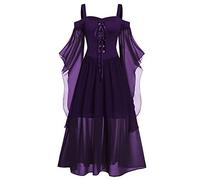Halloween Costumes Victorian Witch Gothic Plus Size Dresses Medieval Costume Ladies Evening Party Prom Cocktail Swing Glad Rags Vintage Elegant A-line Dress for Womens Halloween Costume Adult