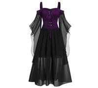 Halloween Costumes Victorian Witch Gothic Plus Size Dresses Medieval Costume Ladies Evening Party Prom Cocktail Swing Glad Rags Vintage Elegant A-line Dress for Womens Halloween Costume Adult