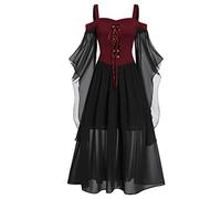 Halloween Costumes Victorian Witch Gothic Plus Size Dresses Medieval Costume Ladies Evening Party Prom Cocktail Swing Glad Rags Vintage Elegant A-line Dress for Womens Halloween Costume Adult
